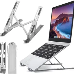vnz Laptop Stand | 7 Angles Adjustable Portable Laptop Stand | Foldable Laptop Stand Iron Desk Stand Rotatable Laptop Stand with Adjustable Height Compatible with Universal Laptops image 1