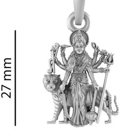 akshat sapphire Sterling Silver (92.5% Purity) Durga Maa Pendant (Big Size) for Men & Women Sterling Silver Pendant Set image 3