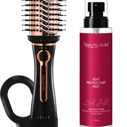 MakeMeeBold Combo of 3-in-1 Hot Air Brush & Heat Protectant Spray | Hair Straightener Brush-picture-11