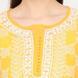 Indiankala4u Floral Embroidered Chikankari Kurta With Palazzos & Camisole image 2