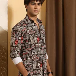 metronaut Men Regular Fit Solid Spread Collar Casual Shirt image 4