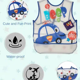 yellow bee Plastic Car and Teddy Print Bib- Set of 2 Yellow, Blue-picture-28