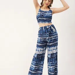 Moomaya Abstract Printed Crop Top With Palazzo Co-Ords-picture-23