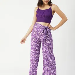 Moomaya Tie & Dye Printed Crop Top With Palazzos-picture-42