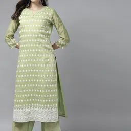 Indo Era Floral Embroidered Kurta with Palazzos image 1