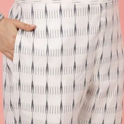 Clora Creation Women Shirt Collar Ikat Printed Thread Work Pure Cotton Kurta with Palazzos image 3