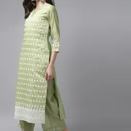 Indo Era Floral Embroidered Kurta with Palazzos image 4