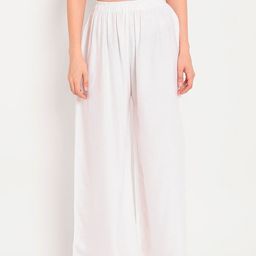 TAG 7 Women White Solid Flared Palazzos-picture-10