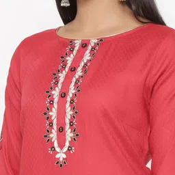 all about you Ethnic Motifs Embroidered Regular Thread Work Straight Kurta with Palazzo image 2