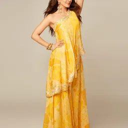 Libas Floral Printed High Low Tunic With Wide Leg Palazzos image 3