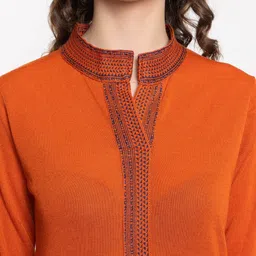 KEIKO Mandarin Collar Straight Kurta With Trousers image 2
