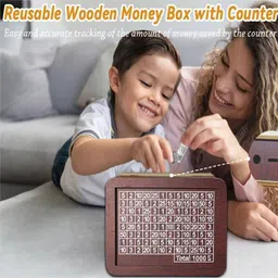bifrrutant Elegant Wooden Money Box for Smart Saving Coin Bank image 4