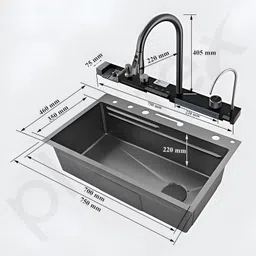 mayur öcich DIGITAL KITCHEN SINK MASTER[PIANO BLACK] [DIGI SERIES- 02] 30"*18" {HEAVY}SS-304 KITCHEN SINK [KITCHEN BASIN] SINK [MODULAR KITCHEN SINK WORKSTATION] DISH WASHER Vessel Sink image 3