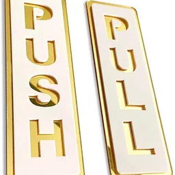 printhua 6 inch WHITE & GOLDEN Acrylic PUSH PULL DOOR Sign for Hotel Office Business & Resort Self Adhesive Sticker-picture-21