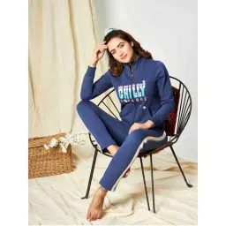 July Nightwear Winter Collection For Women Blue Fleece Track Suit with Zipper-picture-28