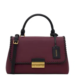 MIRAGGIO Edna Wine Satchel Handbag with Detachable & Adjustable Strap image 5