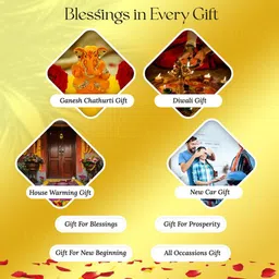 Ekhasa Orange Ganesh Idol for Car Dashboard, Home & Office Table Decor image 2