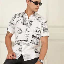 BS BLUE SQUAD Men India Slim Tailored Fit Typography Printed Spread Collar Casual Shirt-picture-33