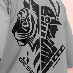 AUSK Graphic Printed Round Neck Drop Shoulder Sleeves Oversized Pure Cotton T-shirt image 3