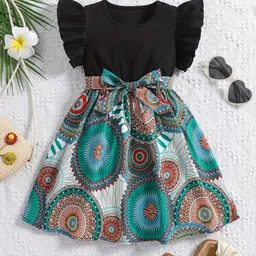 YK Floral Print Flutter Sleeve Fit & Flare Dress-picture-19