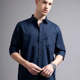 British Club Men's Plus Size Twill Solid Shirt-image-56