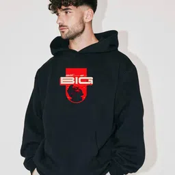 Stitchmeashirt Men Black Fleece Hooded Pullover Sweatshirt-picture-34