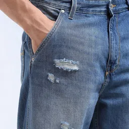 Flying Machine Men Relaxed Fit Mid-Rise Highly Distressed Heavy Fade Stretchable Jeans image 2