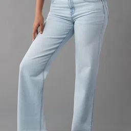 AMERICAN EAGLE OUTFITTERS Women Regular Fit Mid-Rise Slash Knee Light Fade Jeans-image-60