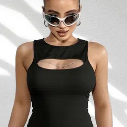 LULU & SKY Women Fitted Crop Top Cut-Out Details-picture-32