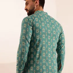 Anouk Men Ethnic Motifs Ikat Printed Mandarin Collar Short Kurta image 2