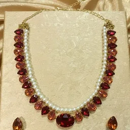 MANSIYAORANGE 24KT Gold-Plated American Diamond Cubic Zirconia Crystal Jewellery Set image 5