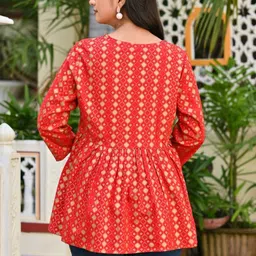 MAUKA Geometric Print Peplum Top image 2