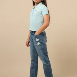 U.S. Polo Assn. Kids Girls Regular Fit Mid-Rise Light Fade Jeans image 5