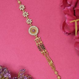 MEIRA JEWELLERY Gold-Plated Artificial Stones Studded Link Bracelet-picture-19