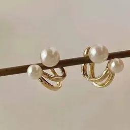 Celestique Pearls Beaded Double Sided Contemporary Shaped Korean Studs image 3