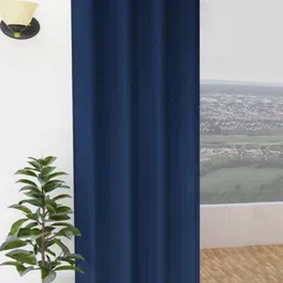 Yellow Weaves Navy Blue Room Darkening Door Curtain-image-94