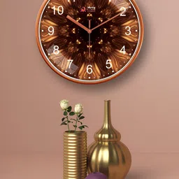 Myntra Elegant Homes Brown & Rose Gold Textured Contemporary Wall Clock image 5