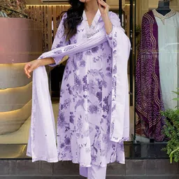 BAESD Women Floral Printed A-Line Kurta with Trousers & Dupatta-picture-37