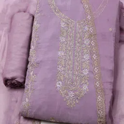 Meena Bazaar Women Embroidered Thread Work Organza Unstitched Dress Material-picture-14
