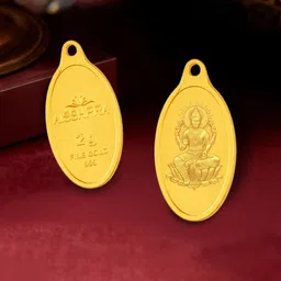 Aisshpra Unisex 24 KT Goddess Lakshmi Gold Coin Pendant - 2 g-image-0