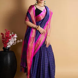 VARNI FABRICS Woven Design Zari Silk Blend Ikat Saree image 3