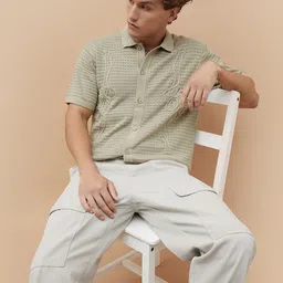 Forca Men Textured Regular Fit Cotton Casual Shirt-image-4