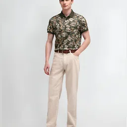 U.S. Polo Assn. Men Floral Printed Polo Collar Cotton Slim Fit T-Shirt image 3