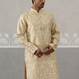 Jompers Floral Woven Design Mandarin Collar Kurta image 2
