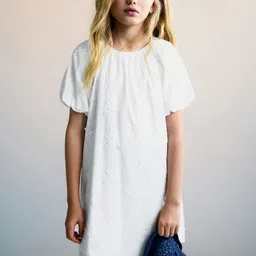 Mango Kids Girls Cotton Floral Embroidered A-Line Dress-image-38