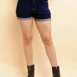 Mast & Harbour Women Washed High-Rise Denim Denim Shorts-picture-15