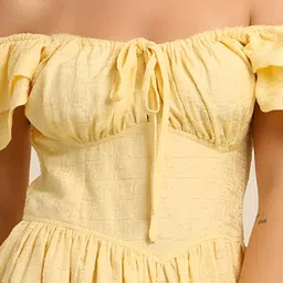 7OUNCE Off-Shoulder Flutter Sleeve Ruffled Crepe Fit & Flare Dress image 2