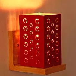 SOMIL Black & Red 3 Pieces Textured Metal Rectangle Shaped Wall & Ceiling Lamp Combo image 3