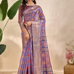 Aman's Impero Ethnic Motifs Zari Silk Blend Handloom Mysore Silk Saree-picture-34