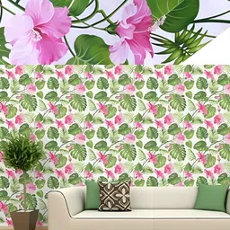 Asian royal White & Green Floral Printed Waterproof Wallpaper-image-50